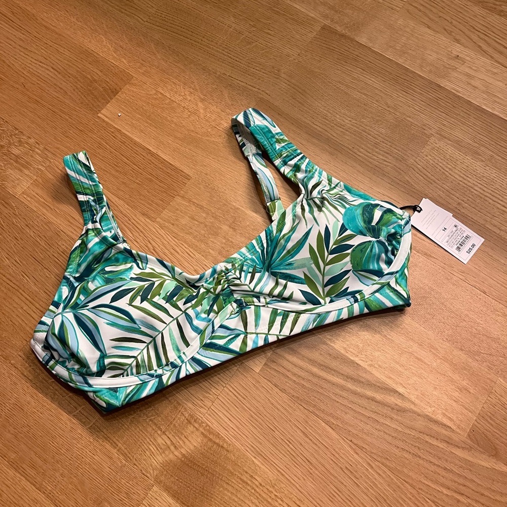 Shade & Shore Green and White Palm Print Bikini